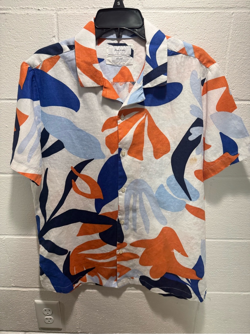 Porter & Ash 100% Linen Abstract Tropical Resort Shirt Men’s Size Large